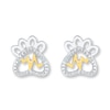 Thumbnail Image 1 of Paw Print Earrings Diamond Accents Sterling Silver & 10K Yellow Gold