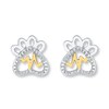 Thumbnail Image 2 of Paw Print Earrings Diamond Accents Sterling Silver & 10K Yellow Gold