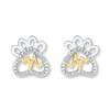 Thumbnail Image 1 of Paw Print Earrings Diamond Accents Sterling Silver & 10K Yellow Gold