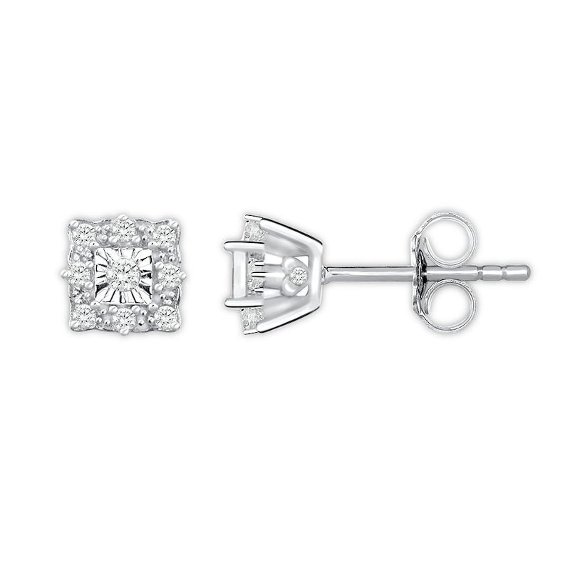 Main Image 1 of Diamond Earrings 1/5 ct tw Round-cut Bezel-set Sterling Silver