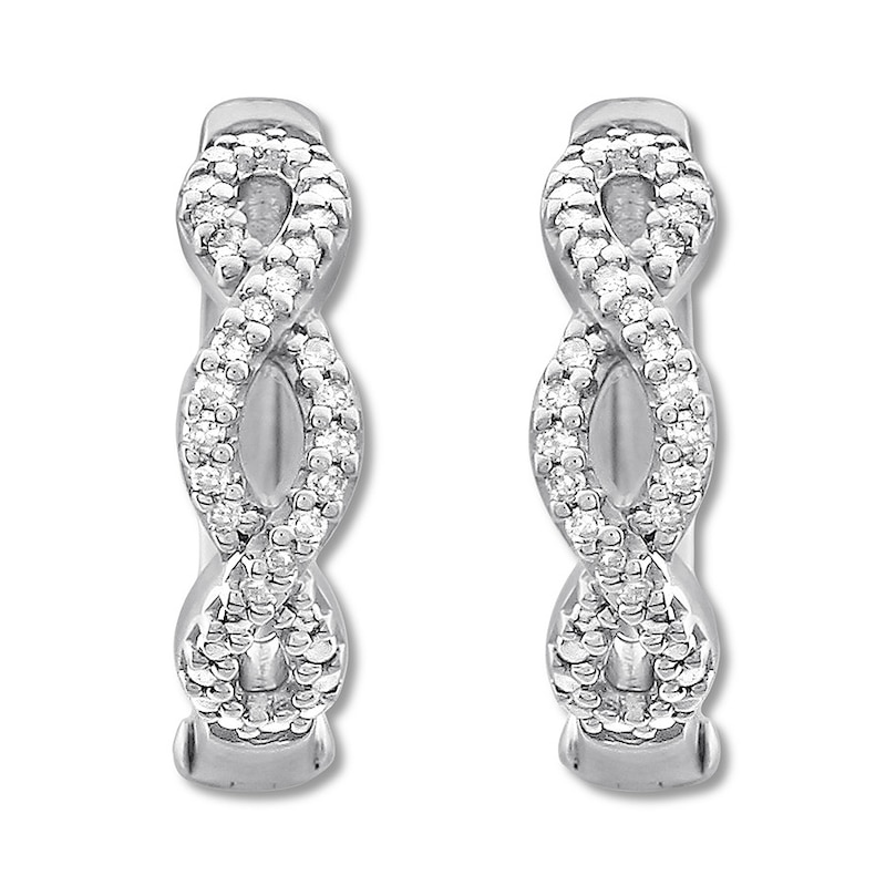 Diamond Hoop Earrings 1/10 ct tw Sterling Silver