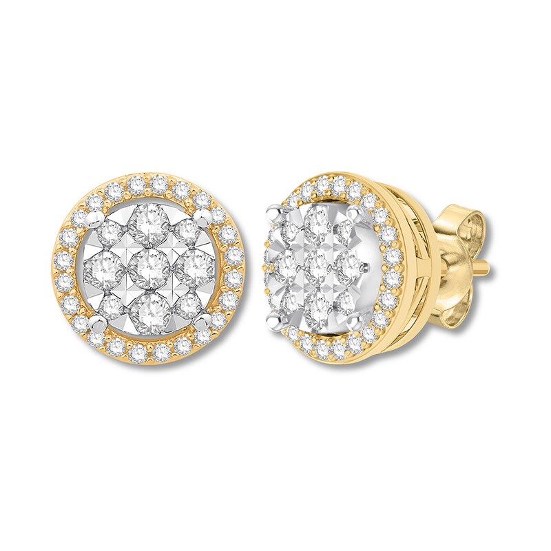 Diamond Stud Earrings 1/2 cttw 10K Two-Tone Gold