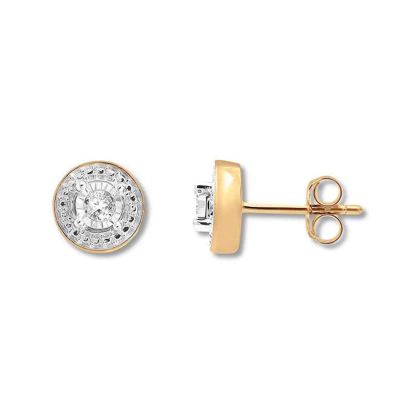 Diamond Earrings 1/10 ct tw Round-cut 10K Yellow Gold