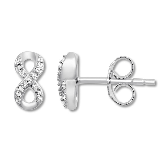Petite Diamond Infinity Earrings 1/20 ct tw Sterling Silver