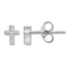 Petite Diamond Cross Earrings Sterling Silver
