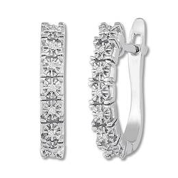 Diamond Hoop Earrings Sterling Silver