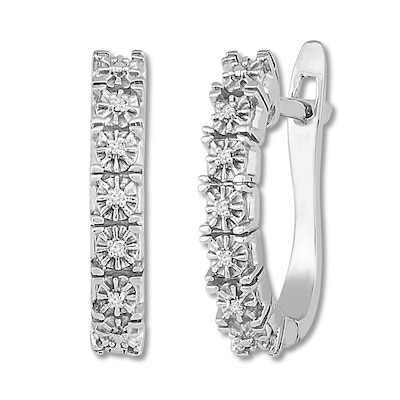 Diamond Hoop Earrings Sterling Silver | Womens Earrings | Gender ...