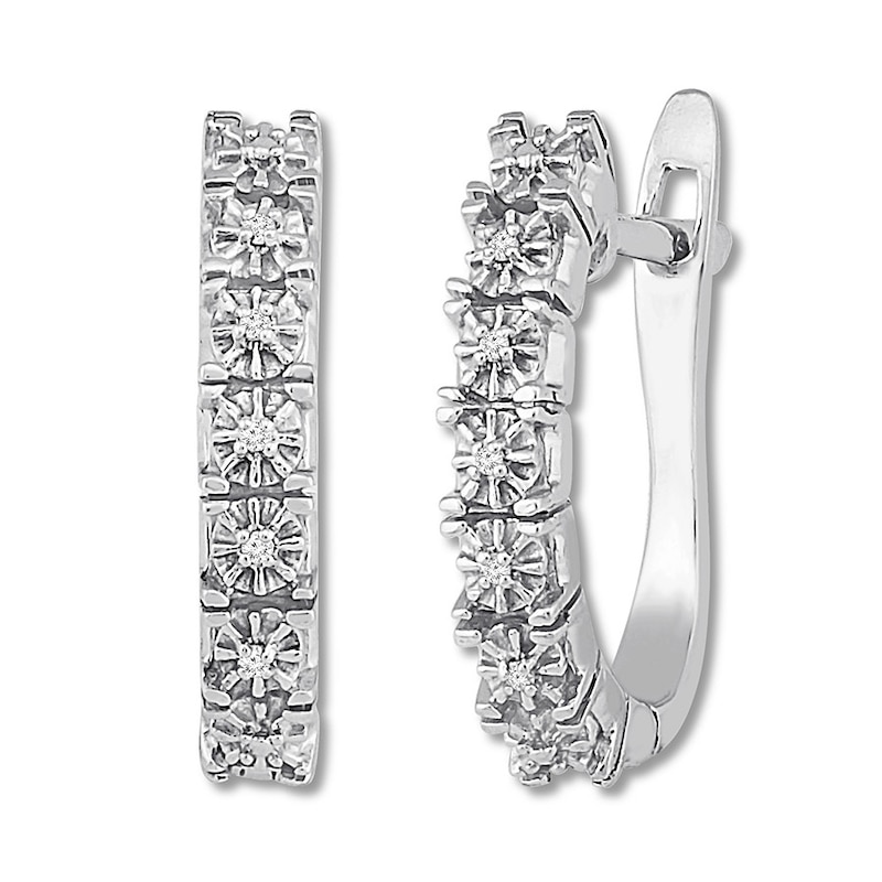 Diamond Hoop Earrings Sterling Silver