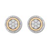Thumbnail Image 2 of Diamond Circle Earrings 1/10 Carat tw Sterling Silver & 10K Yellow Gold