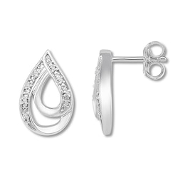Diamond Teardrop Earrings Sterling Silver