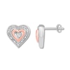 Thumbnail Image 0 of Diamond Heart Earrings Sterling Silver & 10K Rose Gold