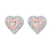 Thumbnail Image 1 of Diamond Heart Earrings Sterling Silver & 10K Rose Gold