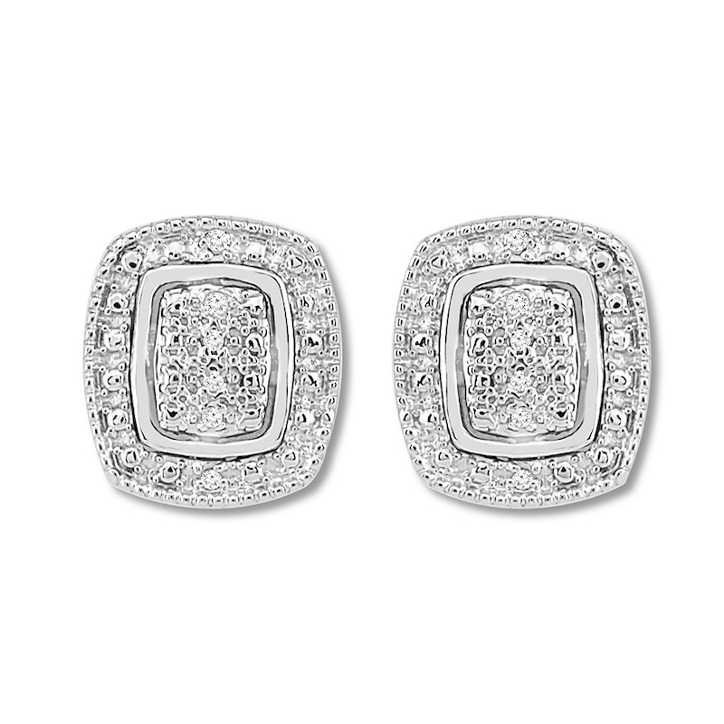 Geometric Earrings Diamond Accents Sterling Silver