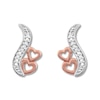 Thumbnail Image 1 of Diamond Heart Earrings 1/20 ct tw Sterling Silver & 10K Rose Gold