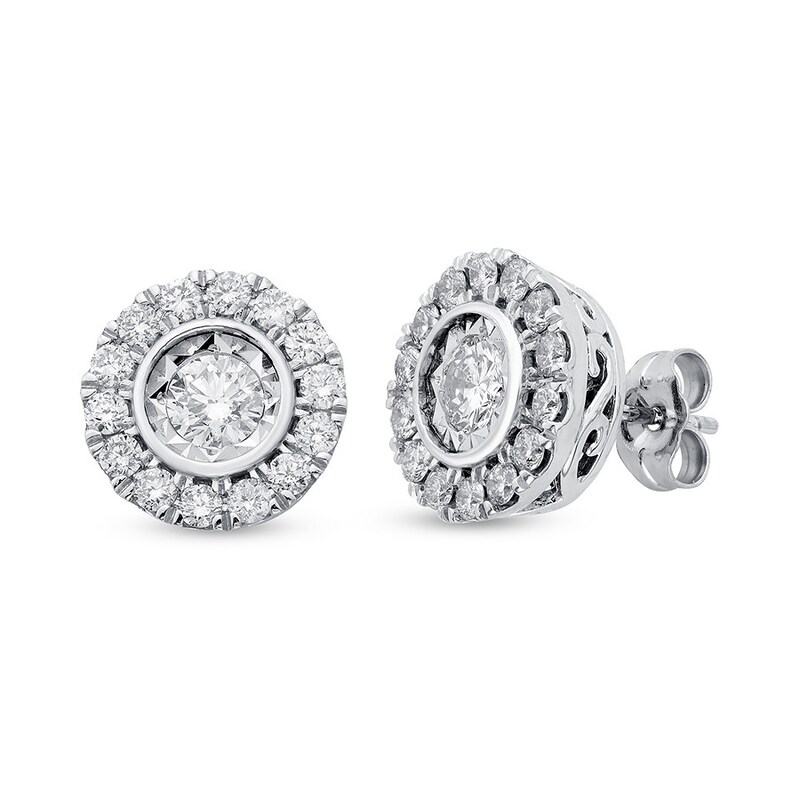Diamond Earrings 3/4 ct tw Round-cut 14K White Gold