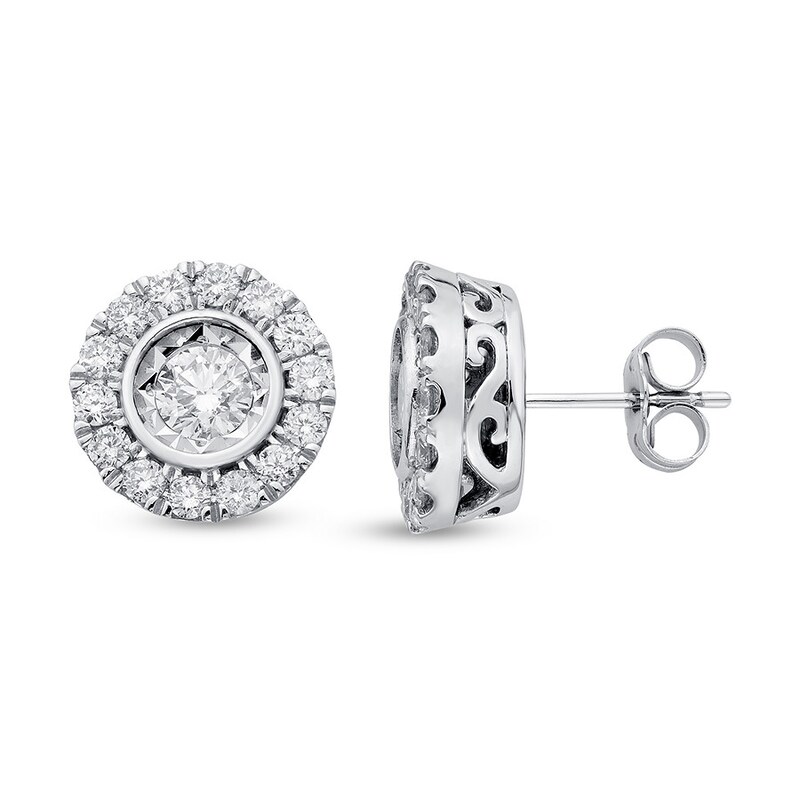 Diamond Earrings 3/4 ct tw Round-cut 14K White Gold