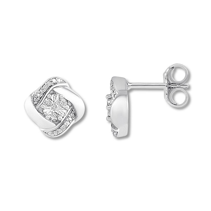 Diamond Earrings Sterling Silver