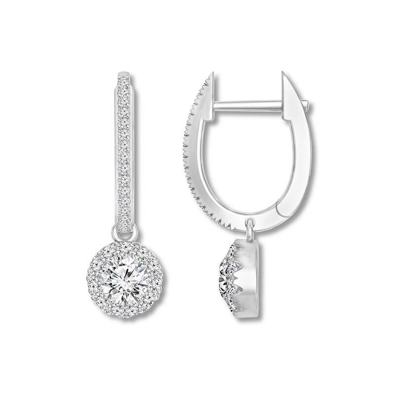 Diamond Drop Earrings 5/8 ct tw Round-cut 14K White Gold