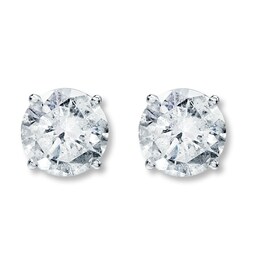 Diamond Solitaire Earrings 2 ct tw Round-cut 14K White Gold