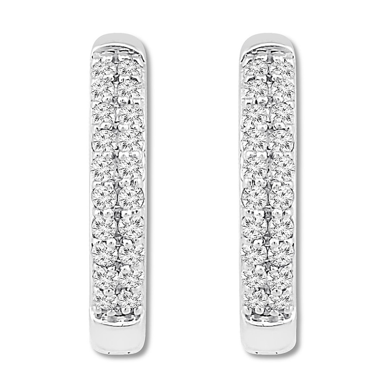 Main Image 1 of Diamond Hoop Earrings 1/4 ct tw Round-cut Sterling Silver