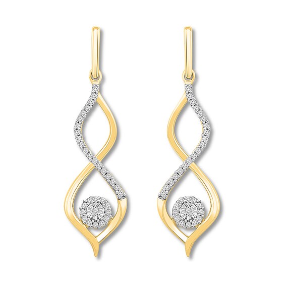Diamond Twist Earrings 1/5 ct tw Round-cut 10K Yellow Gold