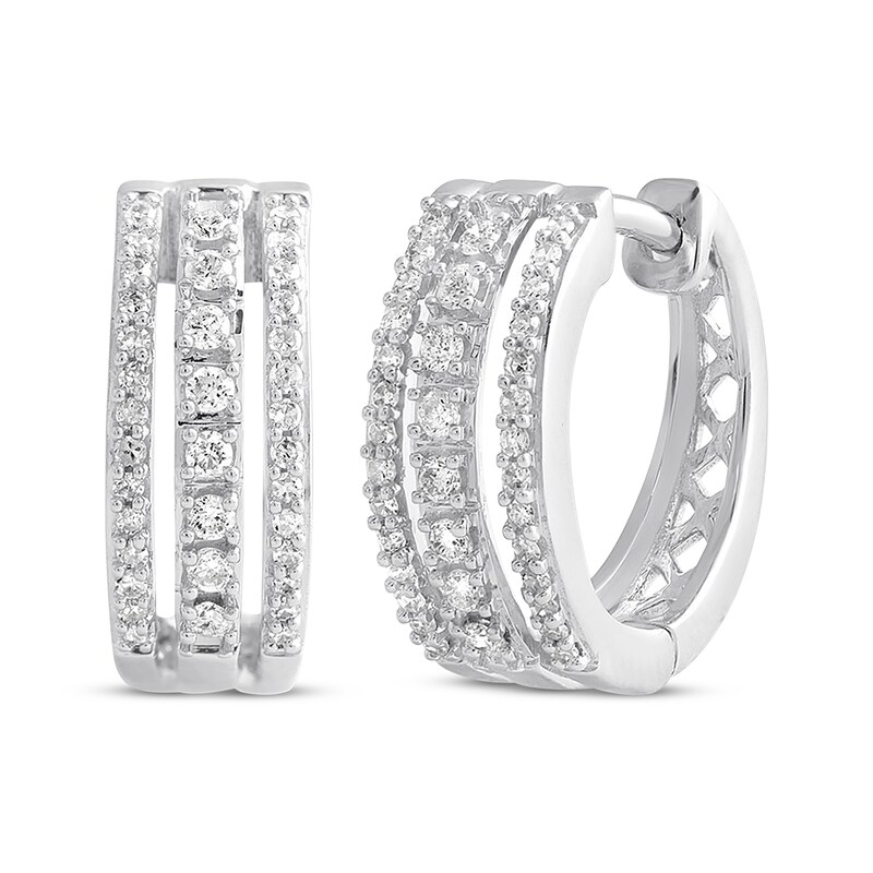 Diamond Hoop Earrings 1/4 ct tw Round-cut 10K White Gold