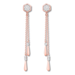 Diamond Geometric Drop Earrings 1/5 ct tw Round 10K Rose Gold