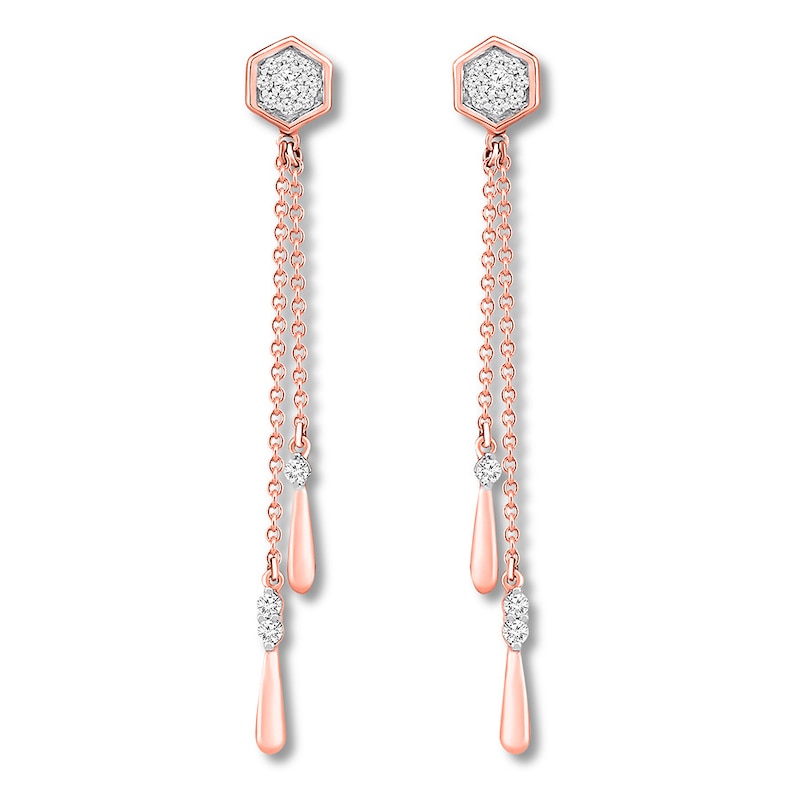 Main Image 1 of Diamond Geometric Drop Earrings 1/5 ct tw Round 10K Rose Gold