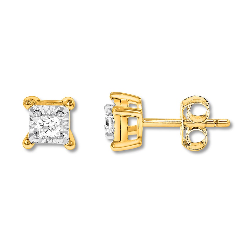 Main Image 1 of Diamond Solitaire Earrings 1/5 ct tw 10K Yellow Gold (J/I3)