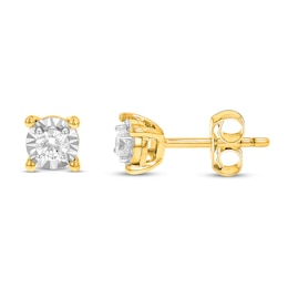 Diamond Solitaire Earrings 1/5 ct tw Round-cut 10K Yellow Gold
