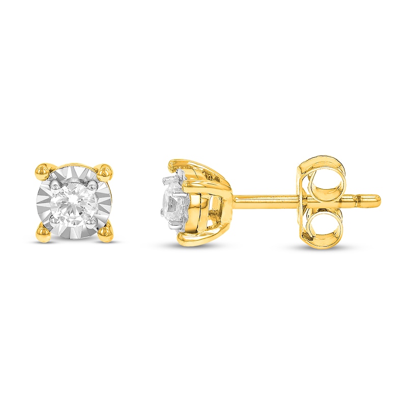 Diamond Solitaire Earrings 1/5 ct tw Round-cut 10K Yellow Gold (J/I3)