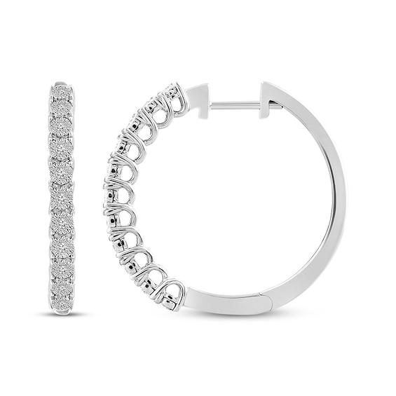 Diamond Hoop Earrings 1/10 ct tw Round-cut Sterling Silver