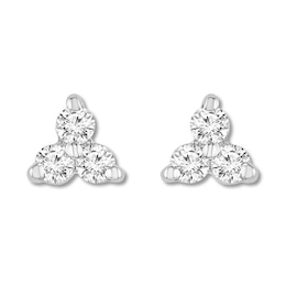 Three-Stone Diamond Earrings 1/5 ct tw Round-cut 10K White Gold