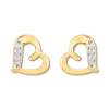Thumbnail Image 0 of Heart Earrings with Diamonds 10K Yellow Gold
