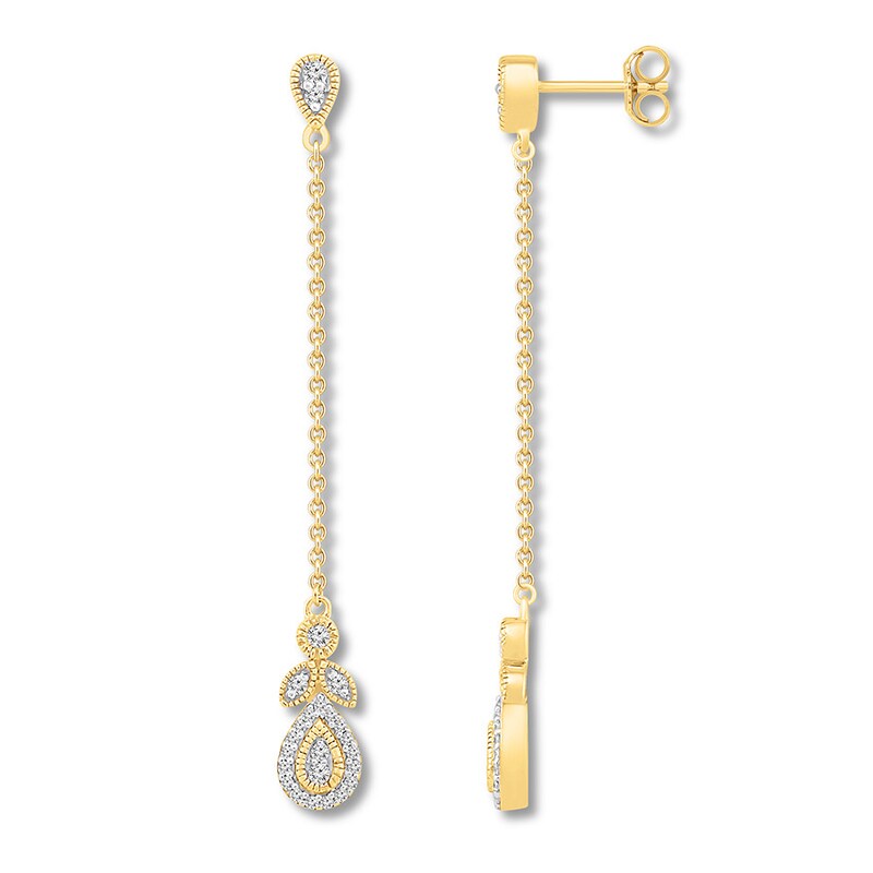 Diamond Teardrop Earrings 1/5 ct tw Round-cut 10K Yellow Gold