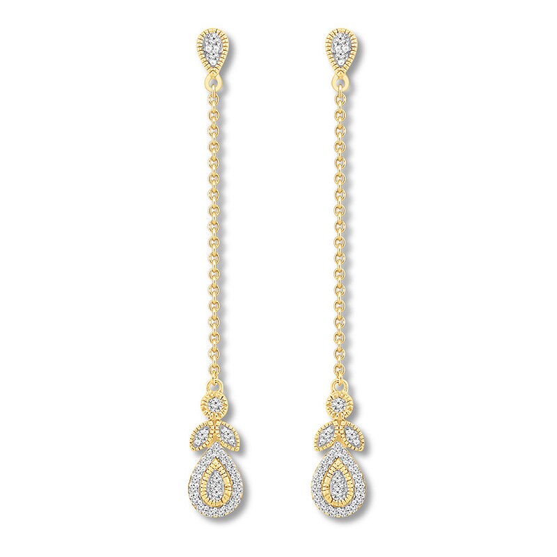 Diamond Teardrop Earrings 1/5 ct tw Round-cut 10K Yellow Gold