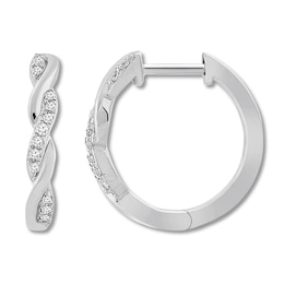 Diamond Hoop Earrings 1/10 ct tw Round-cut 10K White Gold