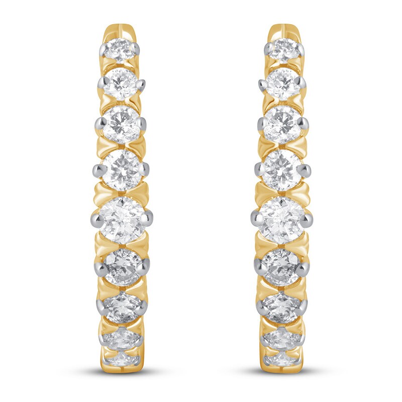 Diamond Hoop Earrings 1/4 ct tw Round-cut 10K Yellow Gold