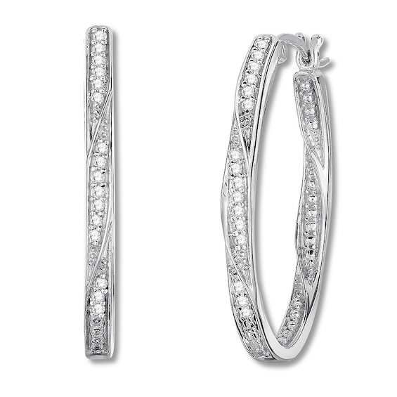 Diamond Hoop Earrings 1/4 ct tw Round-cut Sterling Silver