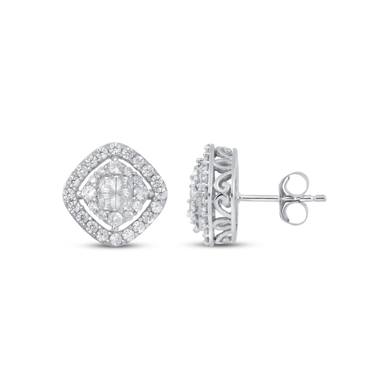 Diamonds Stud Earrings 1 ct tw 10K White Gold