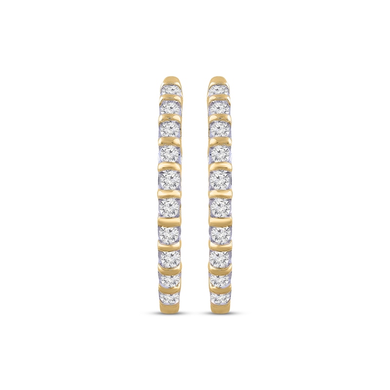 Main Image 2 of Diamond Hoop Earrings 1/4 ct tw 10K Yellow Gold