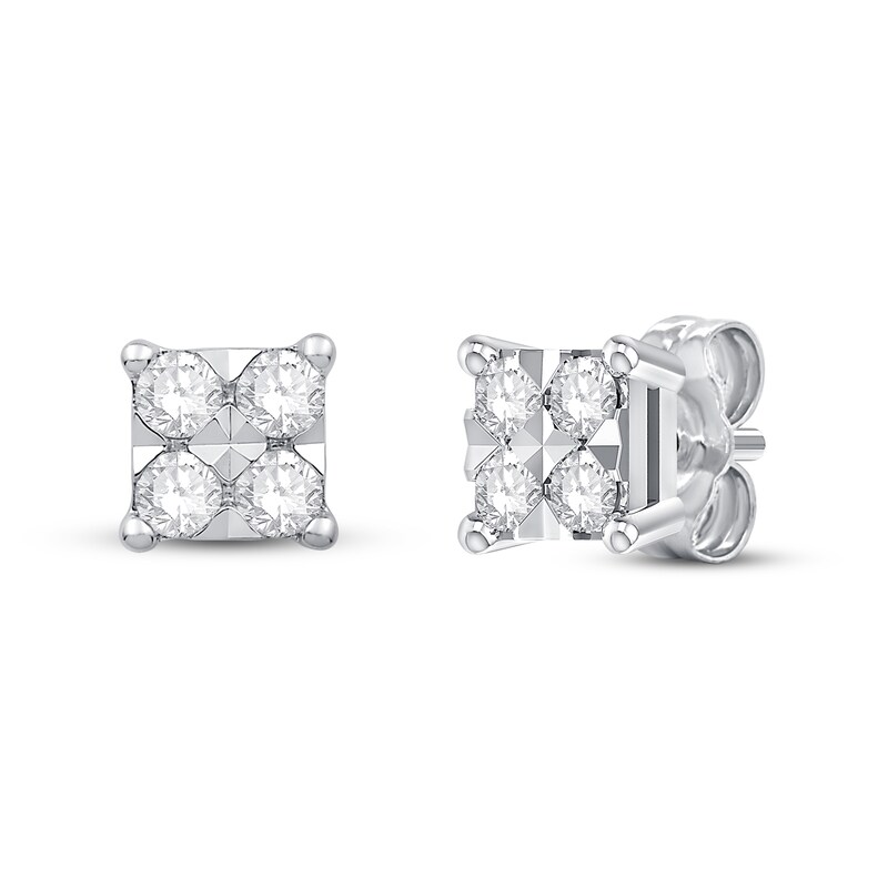 Main Image 2 of Diamond Stud Earrings 1/4 ct tw 10K White Gold