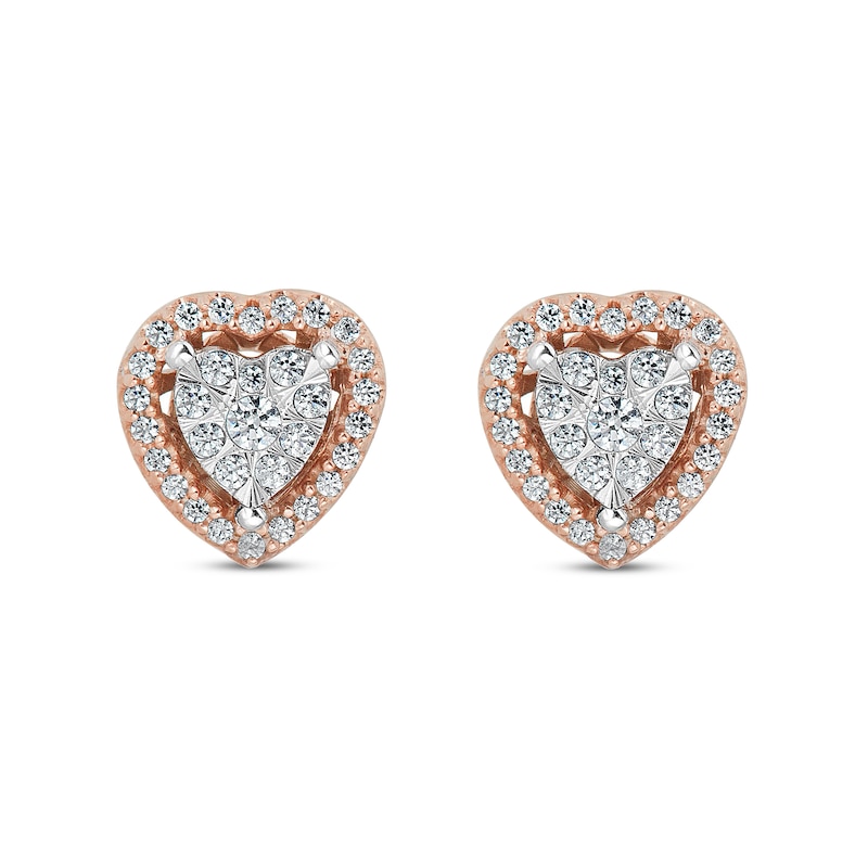Diamond Stud Heart Earrings 1/4 ct tw 10K Rose Gold