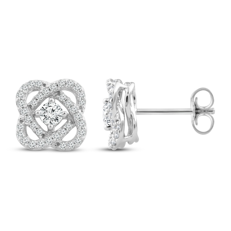 Main Image 1 of Center of Me Diamond Stud Earrings 1/2 ct tw 10K White Gold