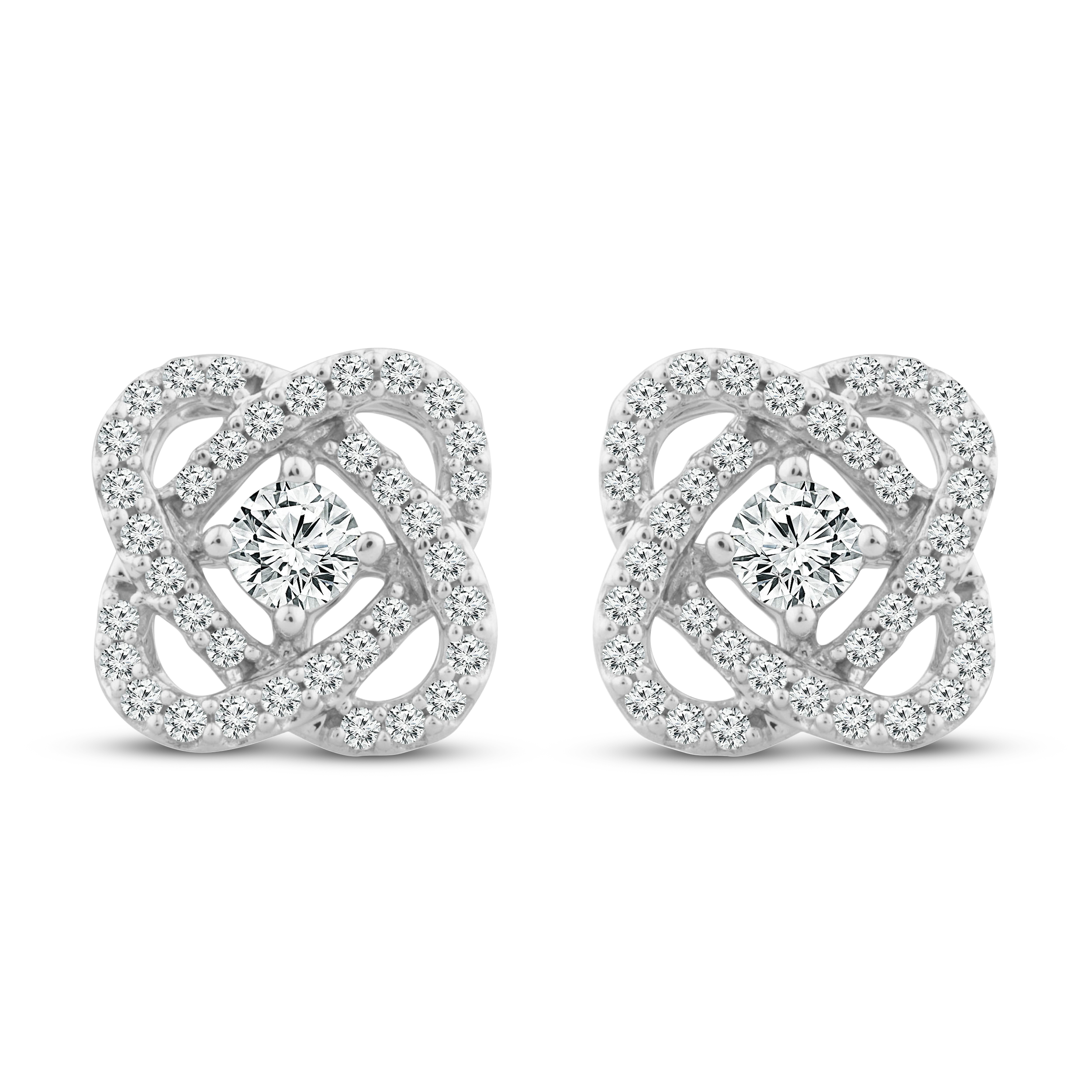 Main Image 2 of Center of Me Diamond Stud Earrings 1/2 ct tw 10K White Gold