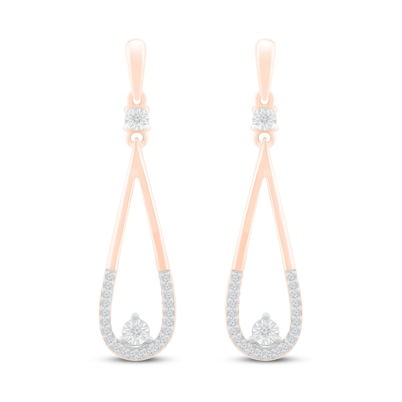 Main Image 3 of Diamond Drop Earrings 1/8 ct tw 10K Rose Gold