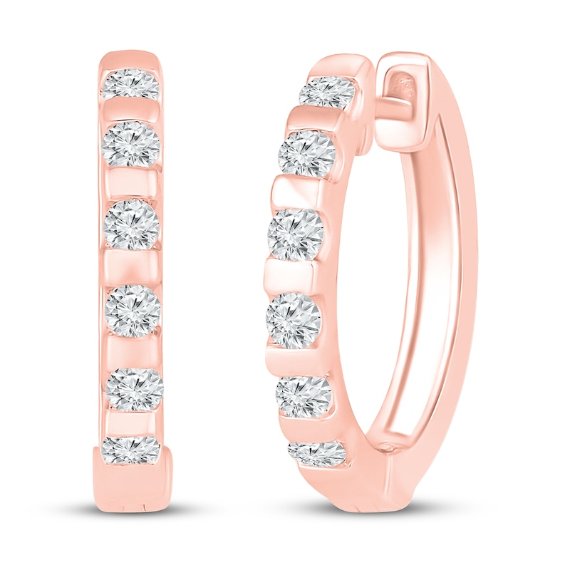 Main Image 1 of Diamond Hoop Earrings 1/3 ct tw 10K Rose Gold