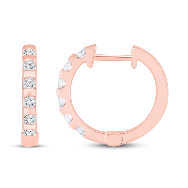 Main Image 2 of Diamond Hoop Earrings 1/3 ct tw 10K Rose Gold