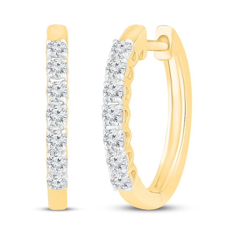 Main Image 1 of Diamond Hoop Earrings 1/2 ct tw 10K Yellow Gold
