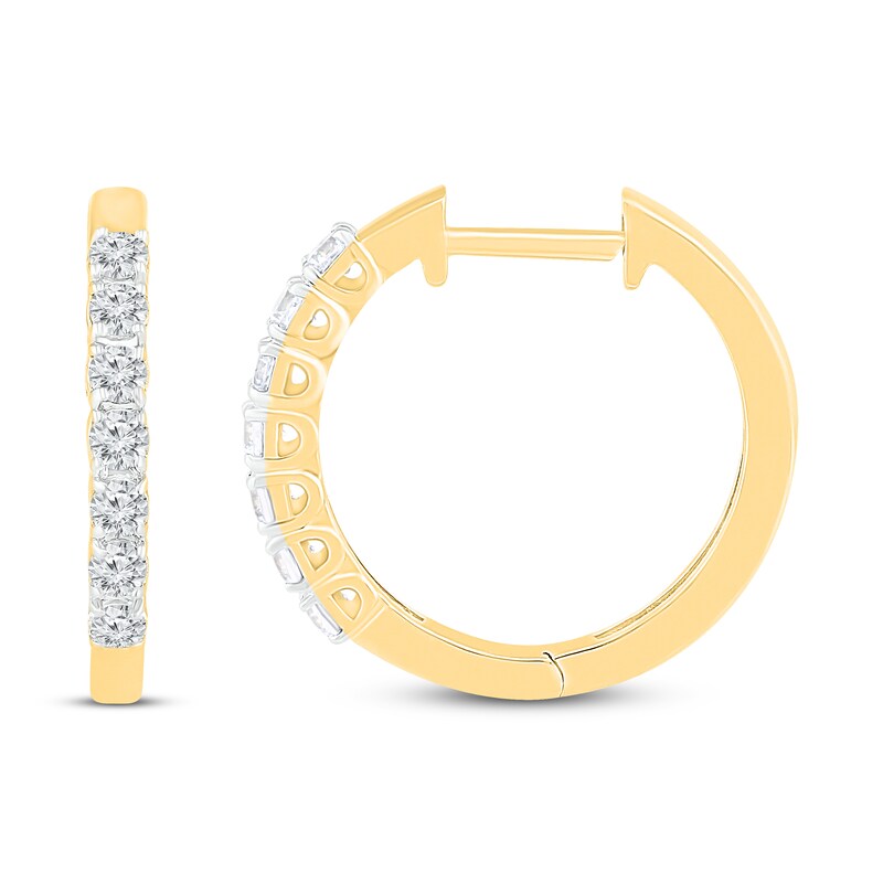 Main Image 2 of Diamond Hoop Earrings 1/2 ct tw 10K Yellow Gold